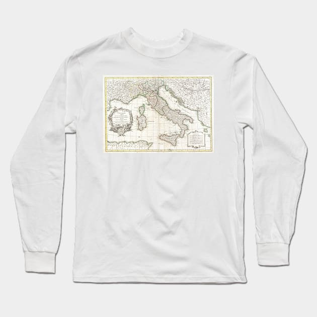 Vintage Map of Italy (1770) Long Sleeve T-Shirt by Bravuramedia